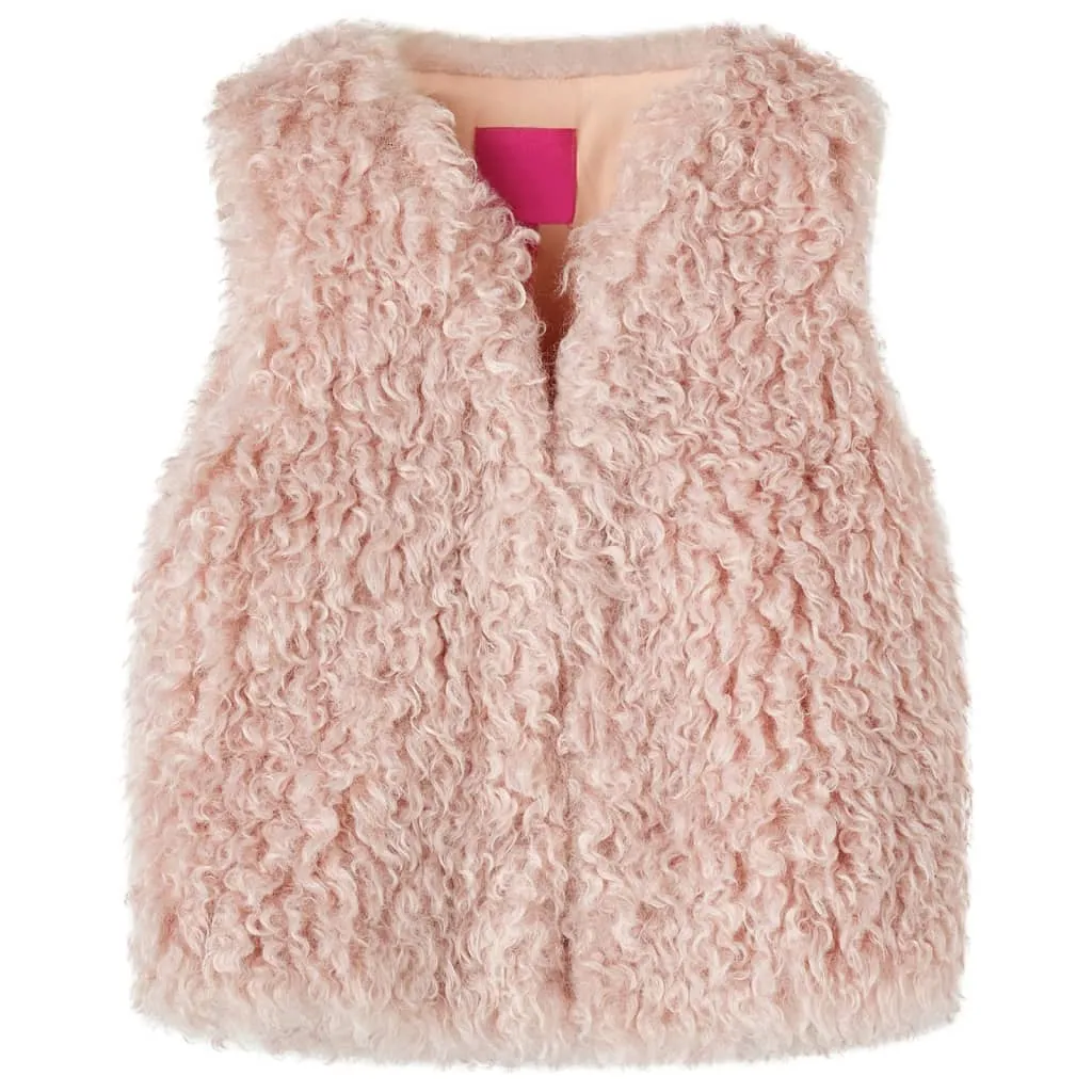 Gilet da Bambina in Pelliccia Sintetica Rosa Chiaro 128