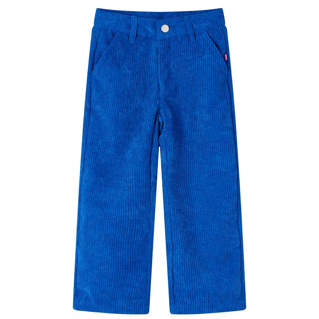 Pantaloni per Bambini in Velluto a Coste Blu Cobalto 116