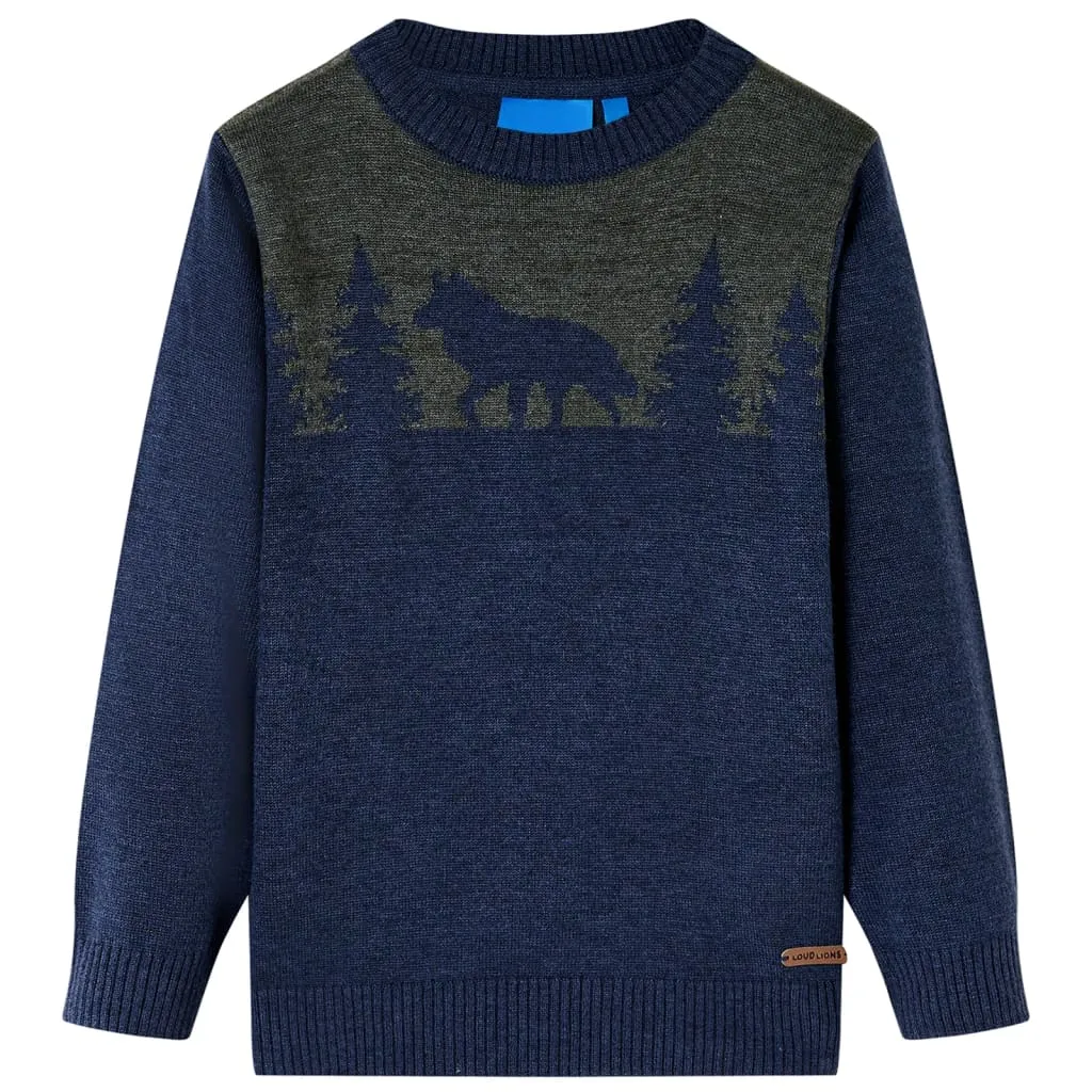 Maglione per Bambini Lavorato a Maglia Blu Marino 128