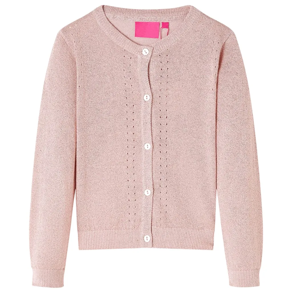 Cardigan da Bambina Lavorato a Maglia Rosa Tenue 128