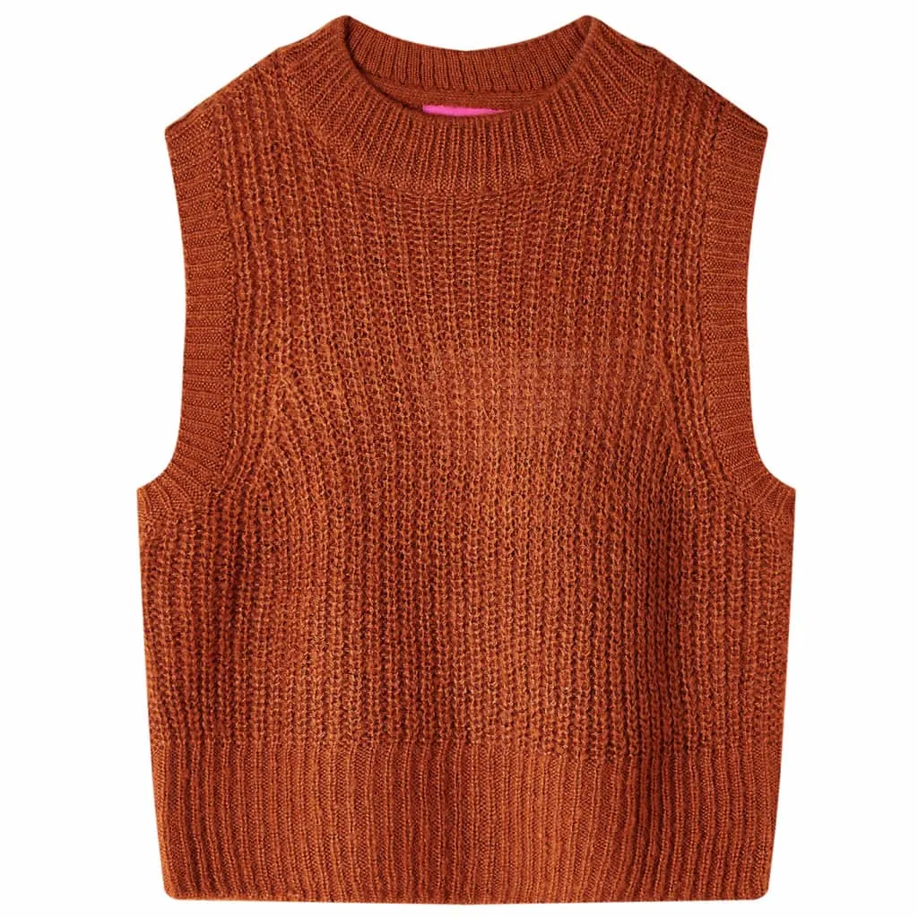 Gilet per Bambini Lavorato a Maglia Cognac 116