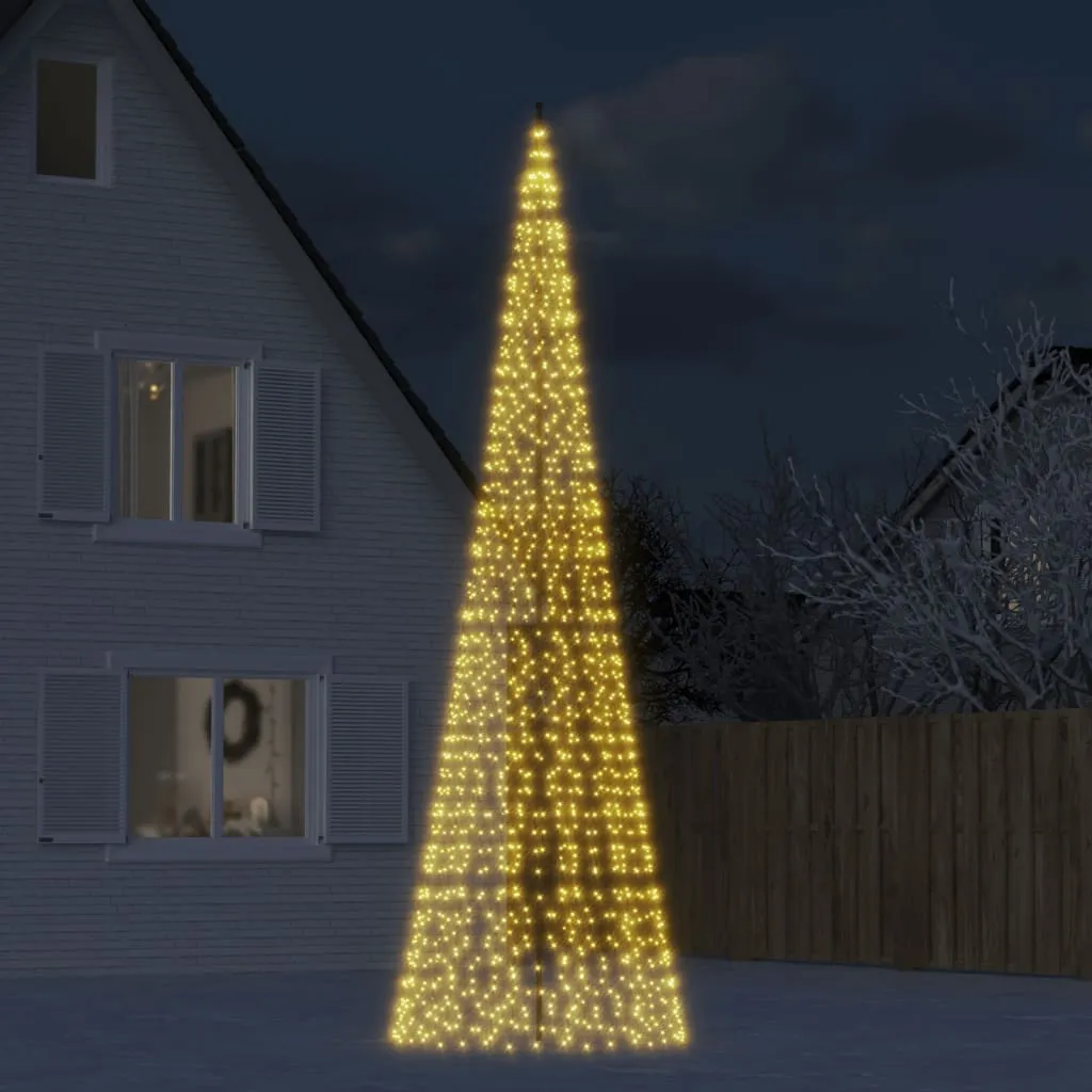 vidaXL Luce Albero di Natale su Pennone 1534LED Bianco Caldo 500cm