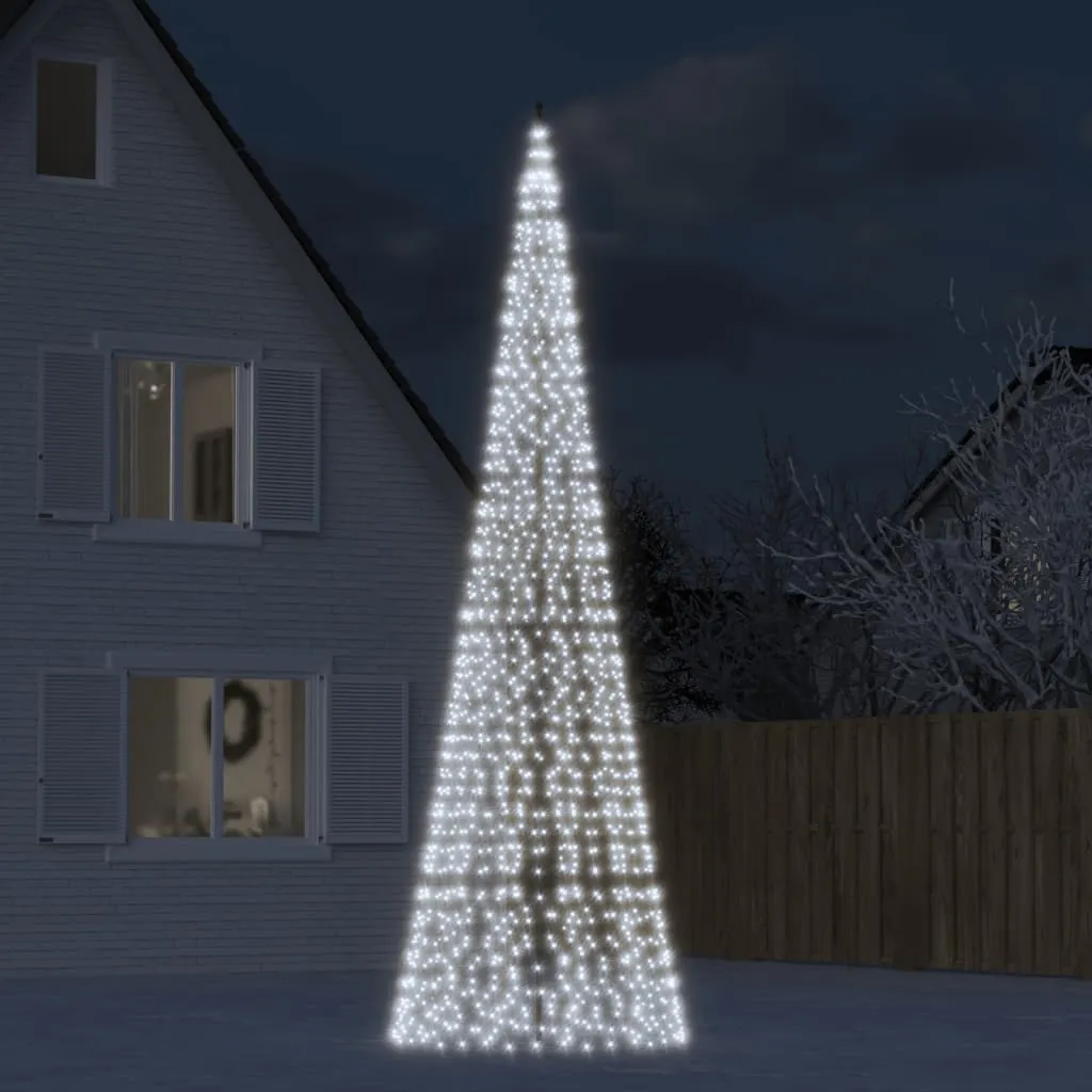 vidaXL Luce Albero di Natale su Pennone 1534LED Bianco Freddo 500cm