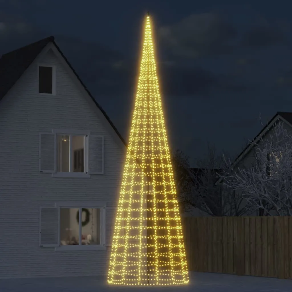 vidaXL Luce Albero di Natale su Pennone 3000LED Bianco Caldo 800cm