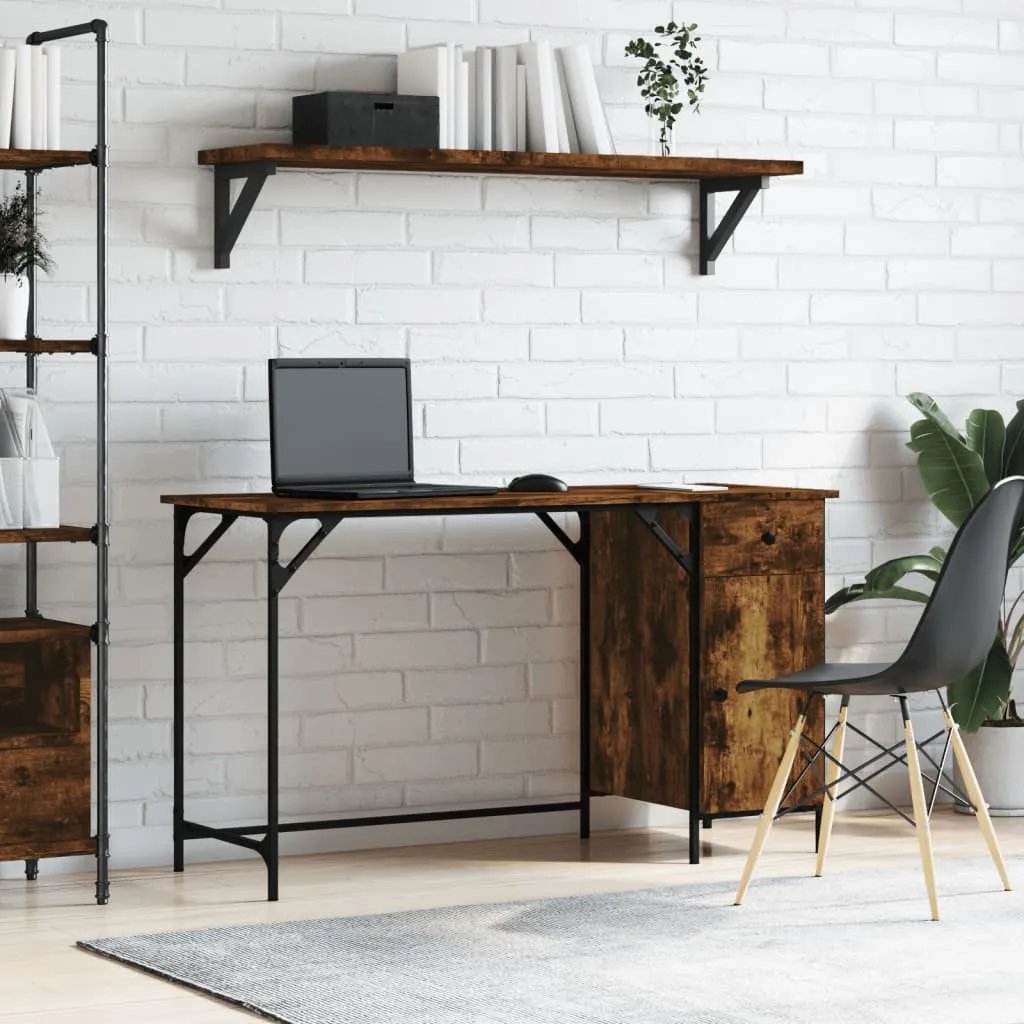 vidaXL Scrivania Computer Rovere Fumo 131x48x75 cm Legno Multistrato