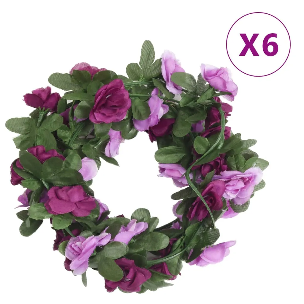 vidaXL Ghirlande Fiori Artificiali 6 pz Viola Chiaro Primaverile 250cm