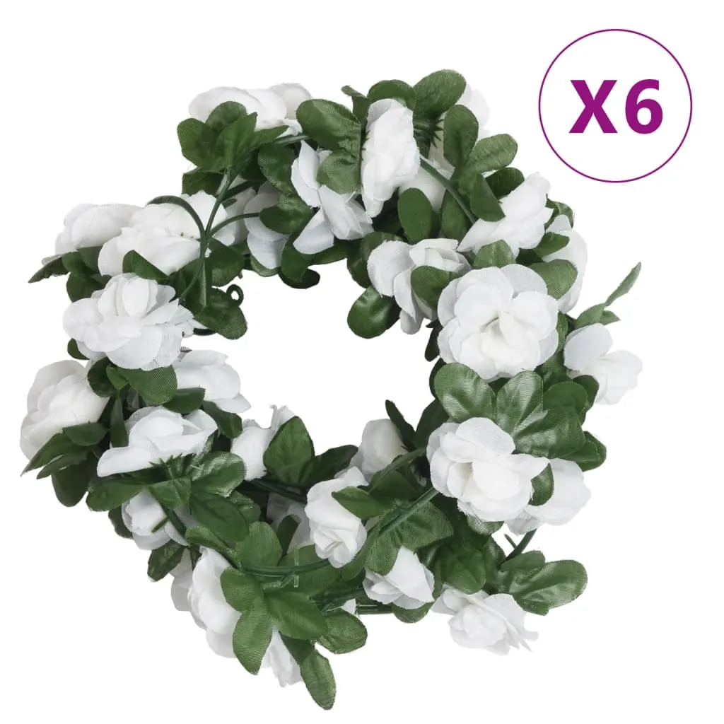 vidaXL Ghirlande Fiori Artificiali 6 pz Bianco Primaverile 250cm