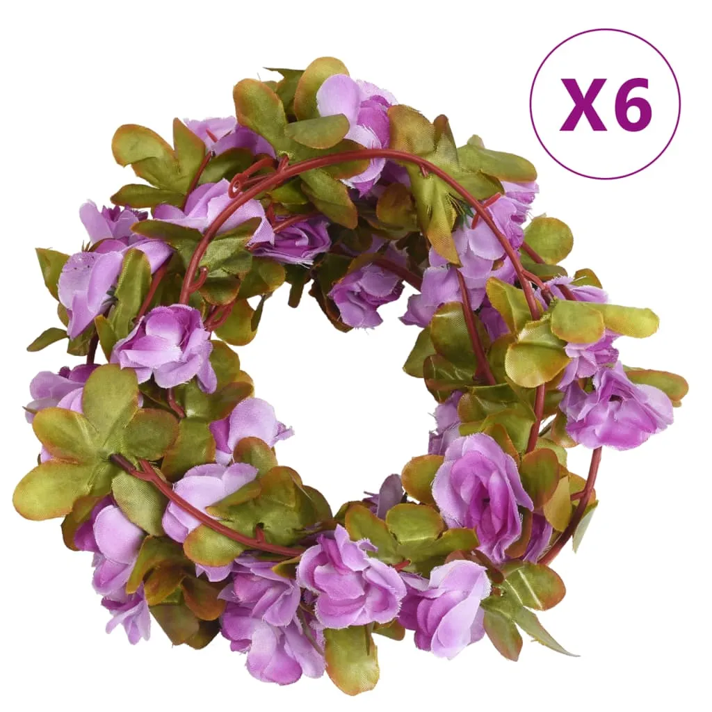 vidaXL Ghirlande Fiori Artificiali 6 pz Viola Chiaro 250cm