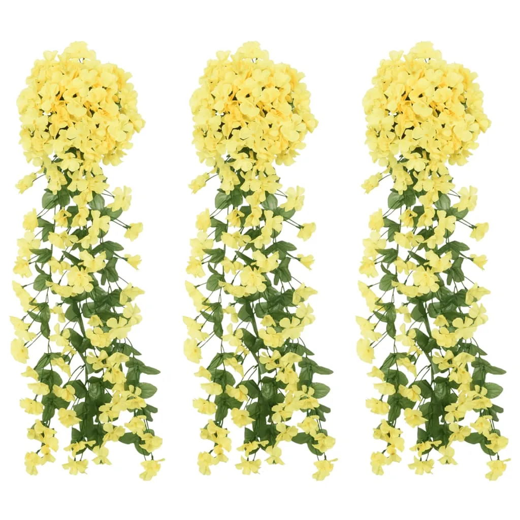 vidaXL Ghirlande Fiori Artificiali 3 pz Giallo 85cm