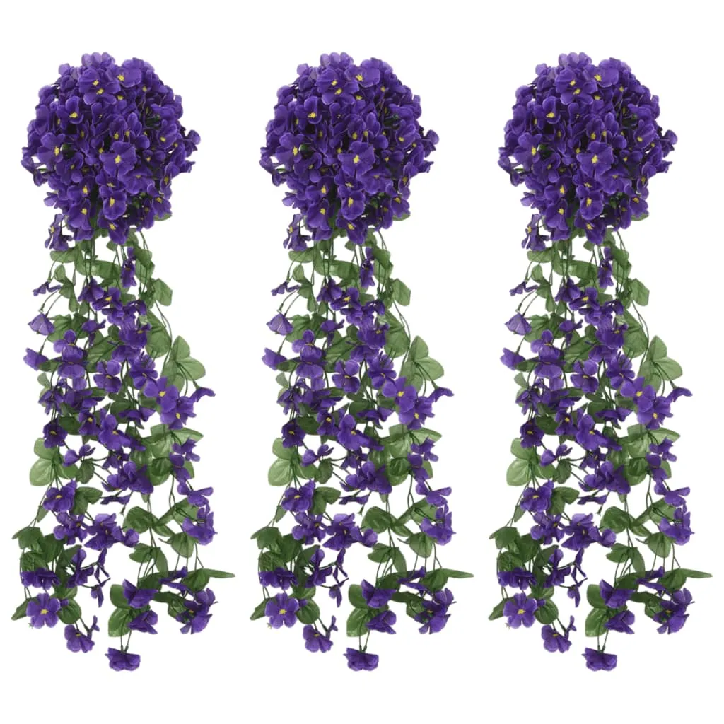 vidaXL Ghirlande Fiori Artificiali 3 pz Viola Scuro 85cm