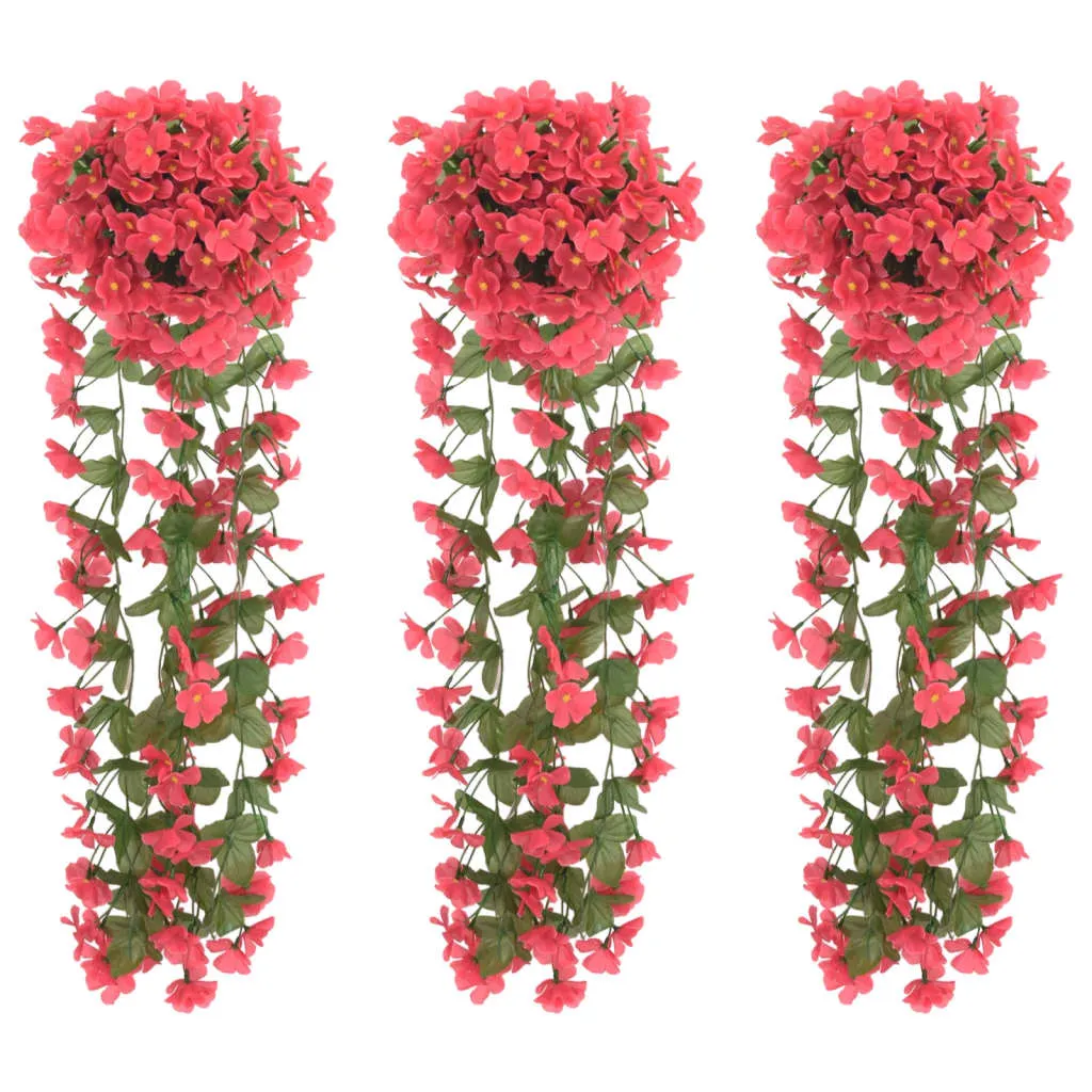 vidaXL Ghirlande Fiori Artificiali 3 pz Rosa 85cm