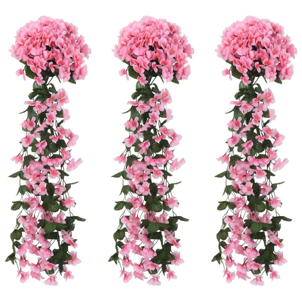 vidaXL Ghirlande Fiori Artificiali 3 pz Rosa 85cm