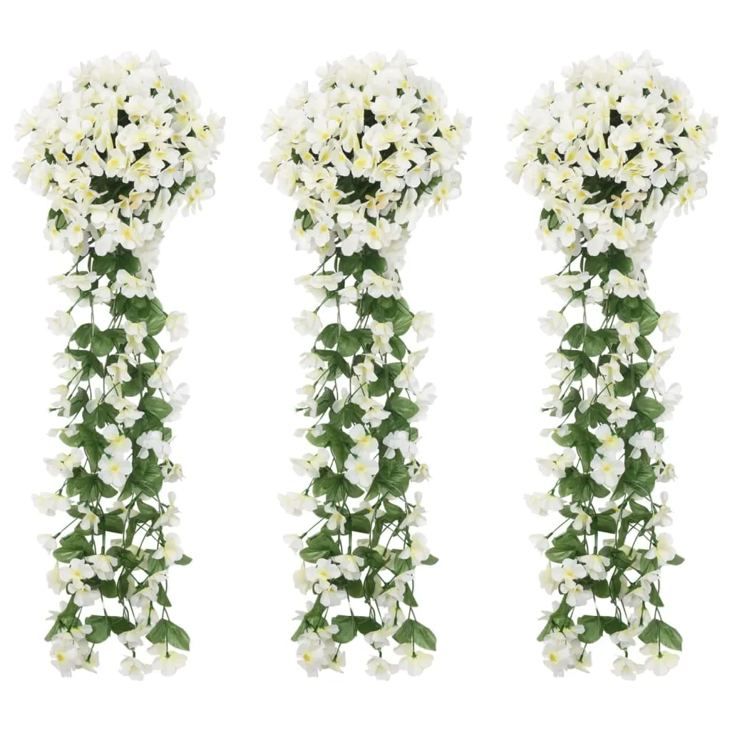 vidaXL Ghirlande Fiori Artificiali 3 pz Bianco 85cm