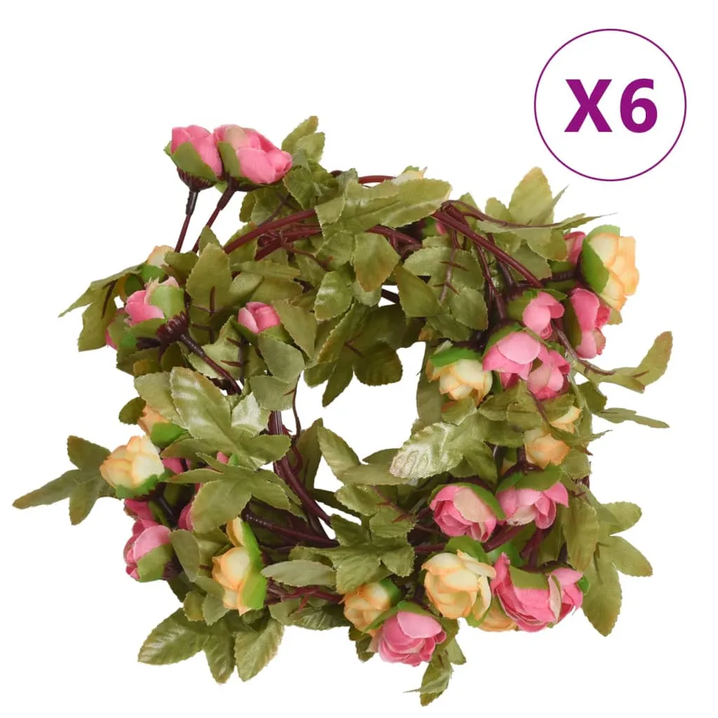 vidaXL Ghirlande Fiori Artificiali 6 pz Rosa 215cm