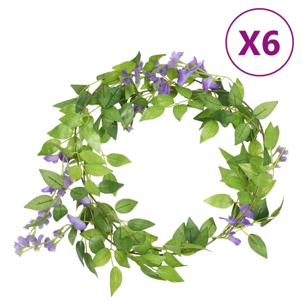 vidaXL Ghirlande Fiori Artificiali 6 pz Viola 200cm