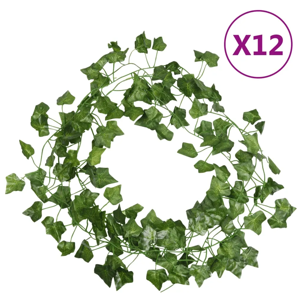 vidaXL Ghirlande di Edera Artificiale 12 pz Verde 200cm