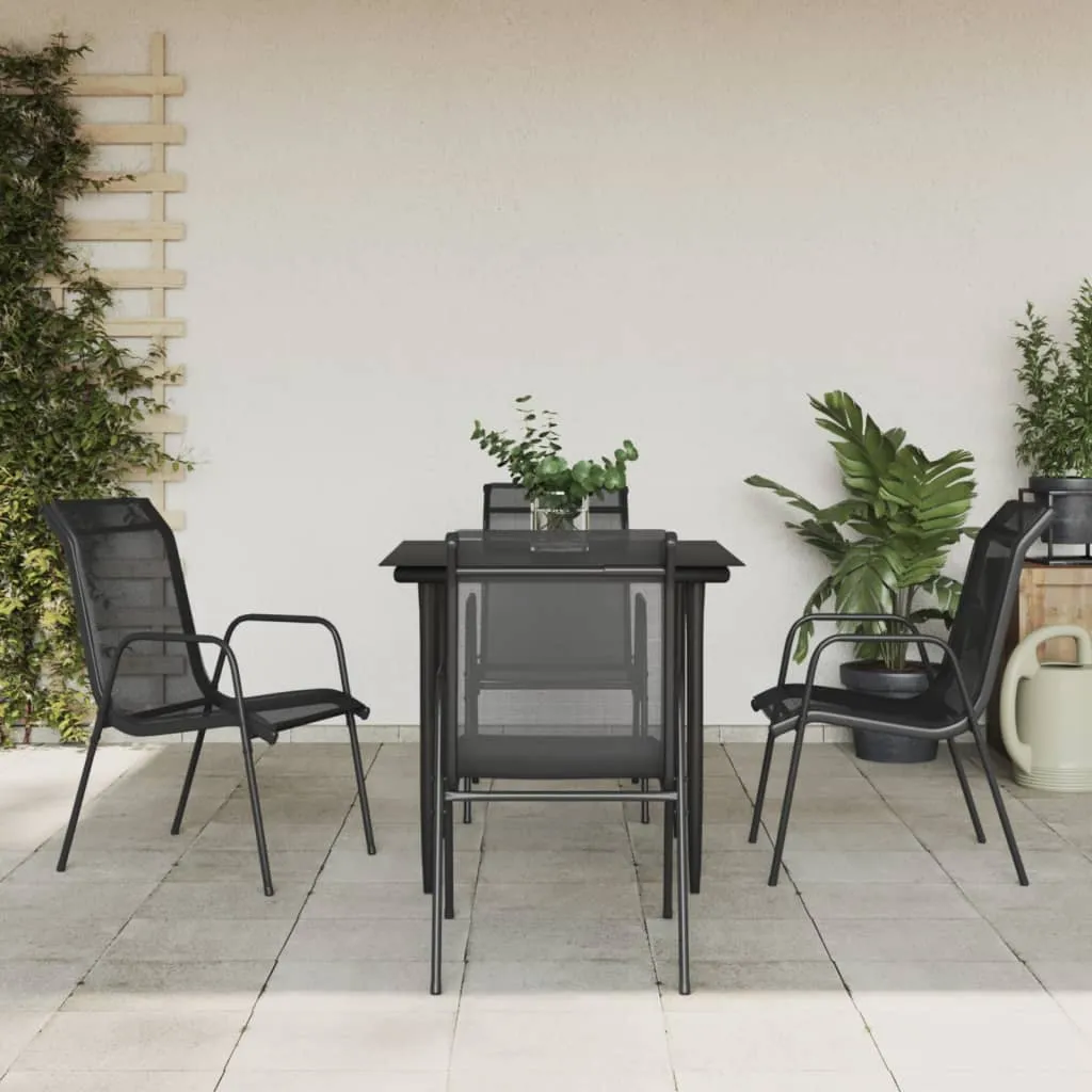 vidaXL Set da Pranzo da Giardino 5 pz Nero in Acciaio e Textilene