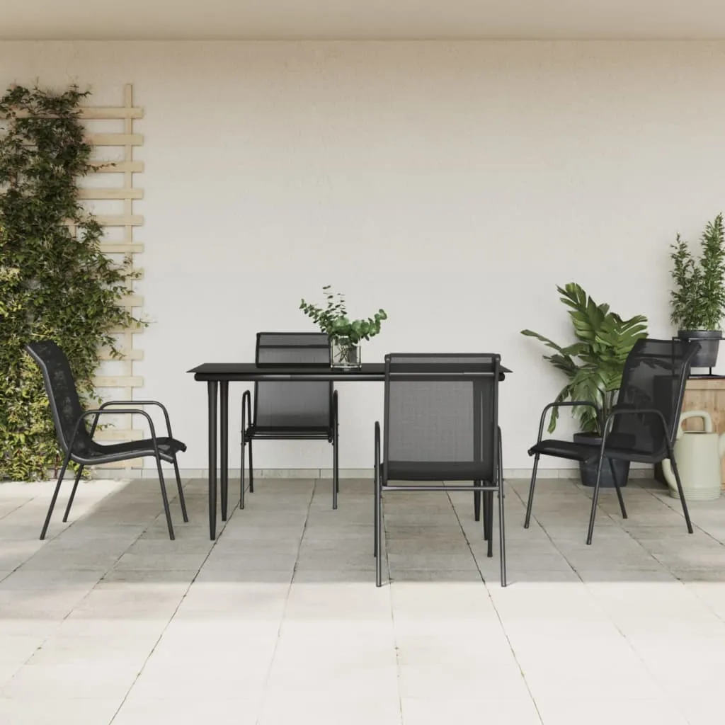 vidaXL Set da Pranzo da Giardino 5 pz Nero in Acciaio e Textilene