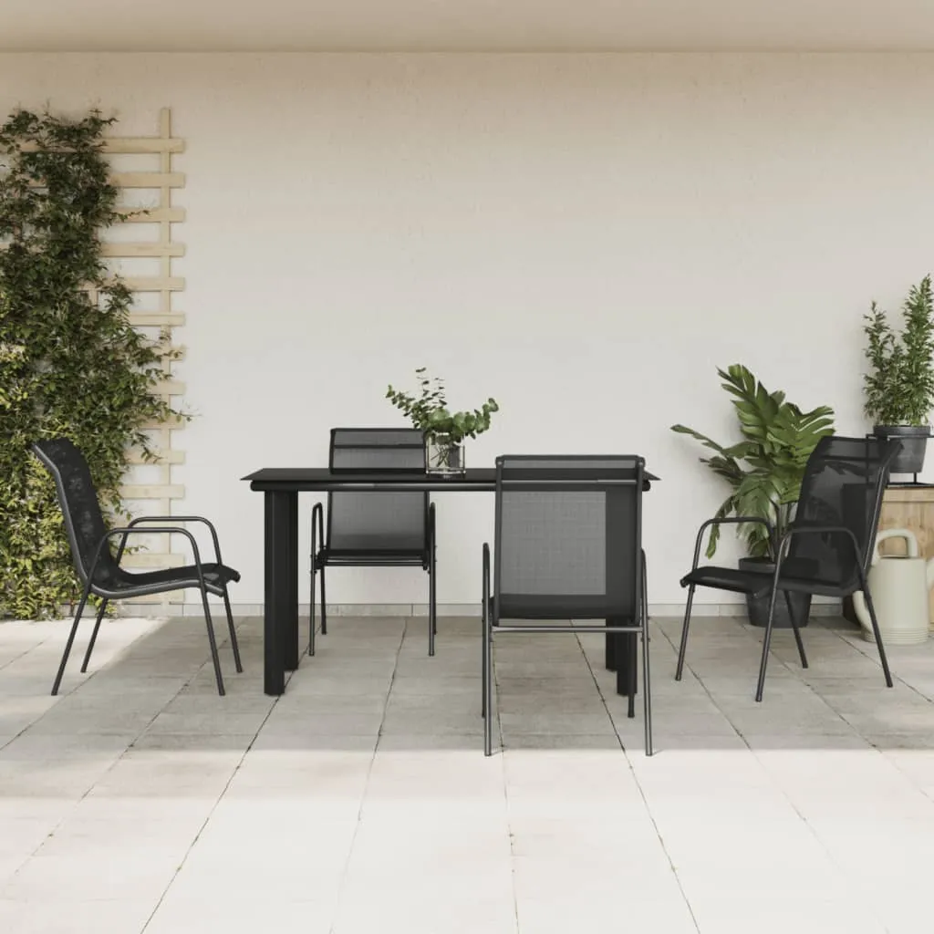 vidaXL Set da Pranzo da Giardino 5 pz Nero in Acciaio e Textilene