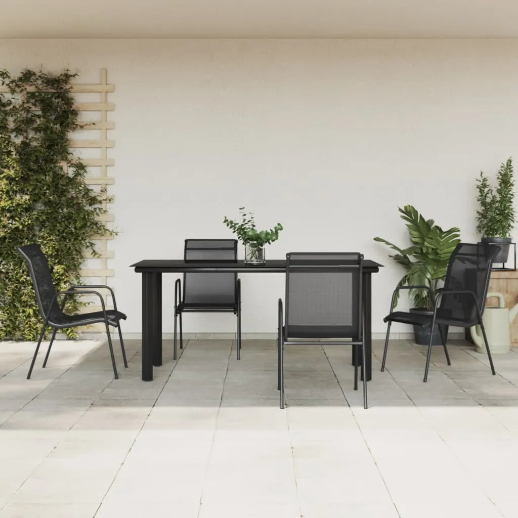 vidaXL Set da Pranzo da Giardino 5 pz Nero in Acciaio e Textilene