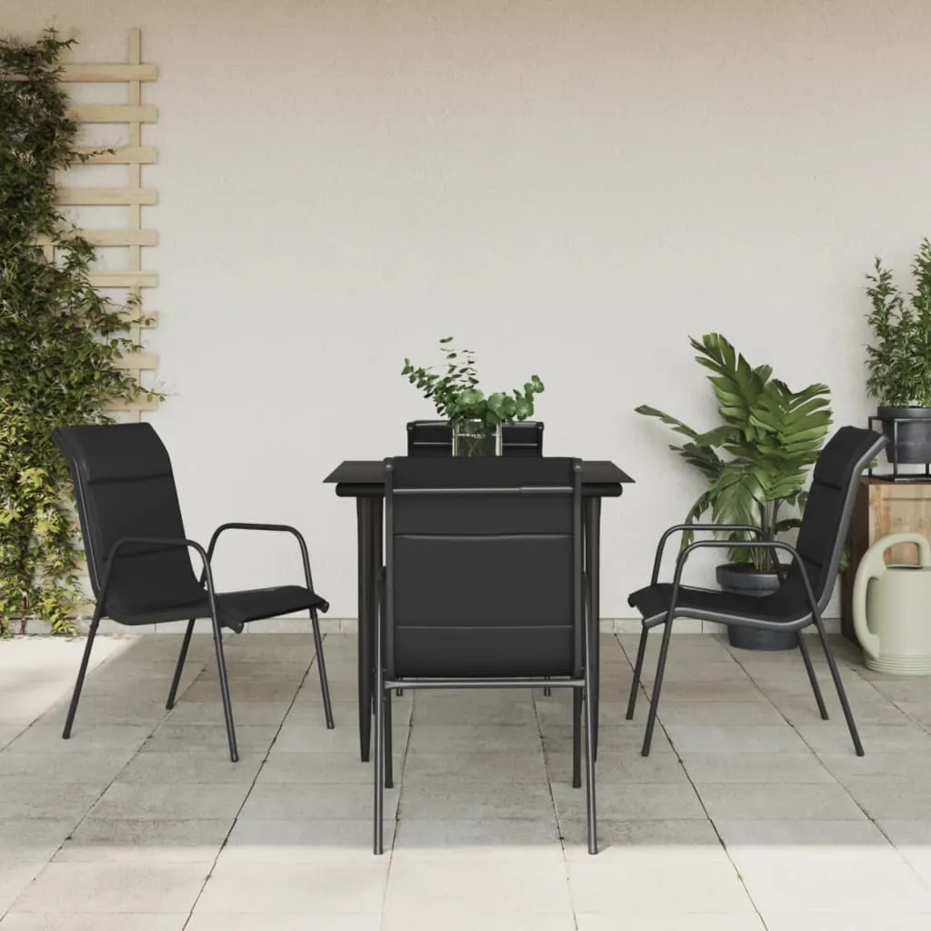 vidaXL Set da Pranzo da Giardino 5 pz Nero in Acciaio e Textilene