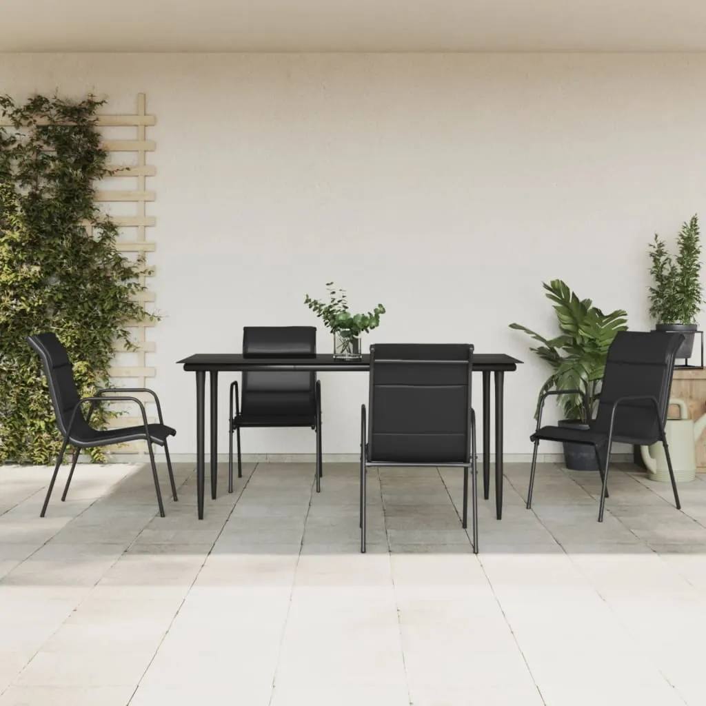 vidaXL Set da Pranzo da Giardino 5 pz Nero in Acciaio e Textilene