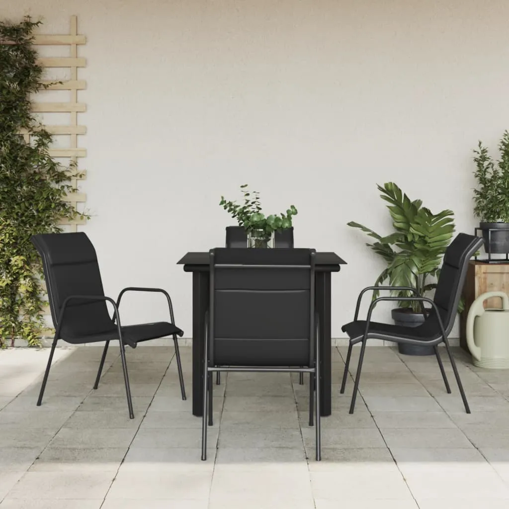 vidaXL Set da Pranzo da Giardino 5 pz Nero in Acciaio e Textilene