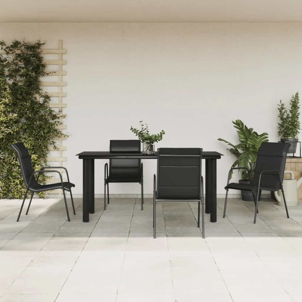 vidaXL Set da Pranzo da Giardino 5 pz Nero in Acciaio e Textilene