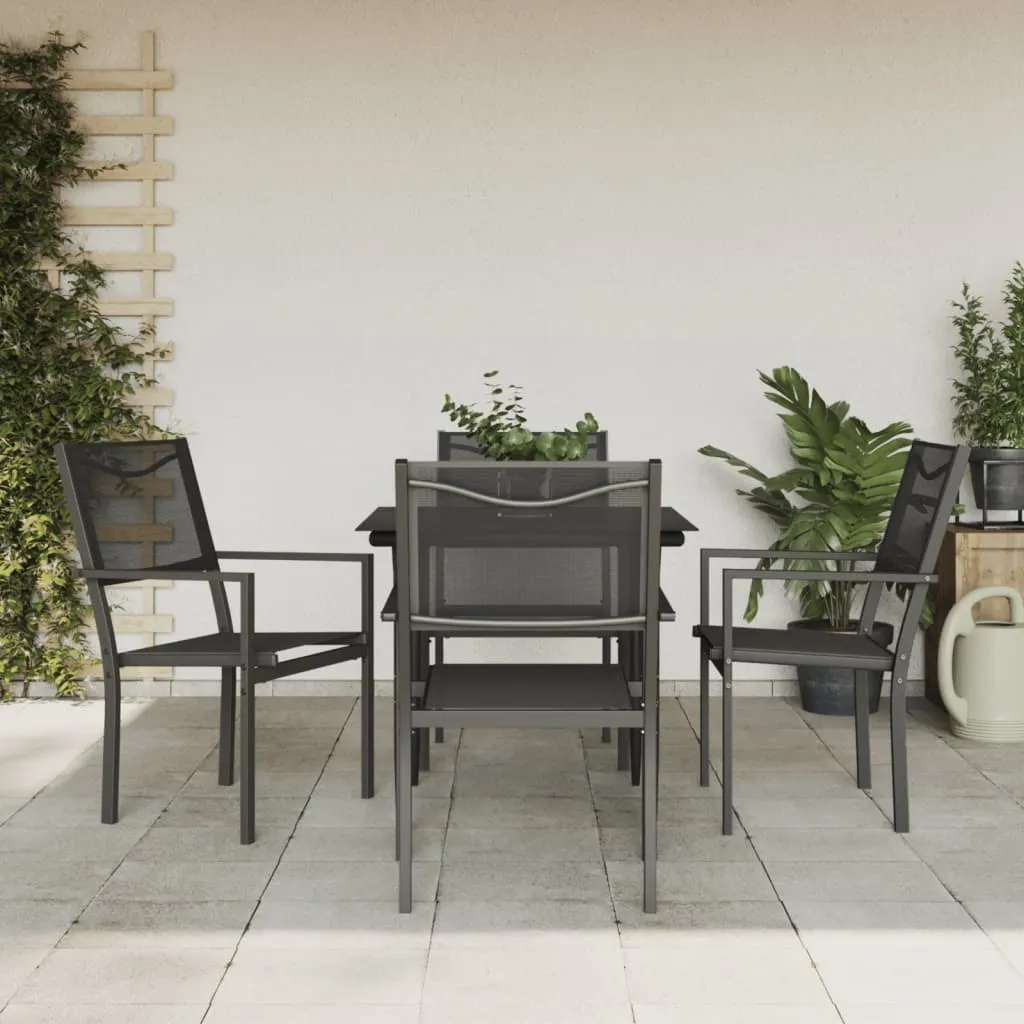 vidaXL Set da Pranzo da Giardino 5 pz Nero in Acciaio e Textilene