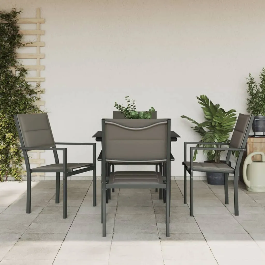 vidaXL Set da Pranzo da Giardino 5 pz Nero in Acciaio e Textilene