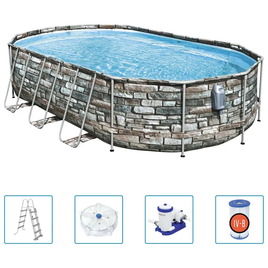 Bestway Set Piscina Ovale Power Steel Comfort Jet Series 610x366x122cm