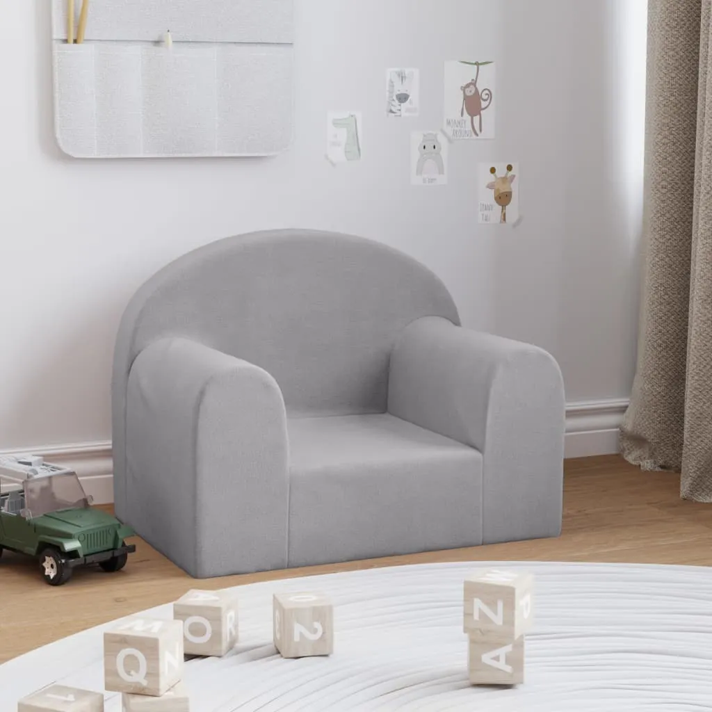 vidaXL Divano per Bambini Grigio Chiaro in Morbido Peluche