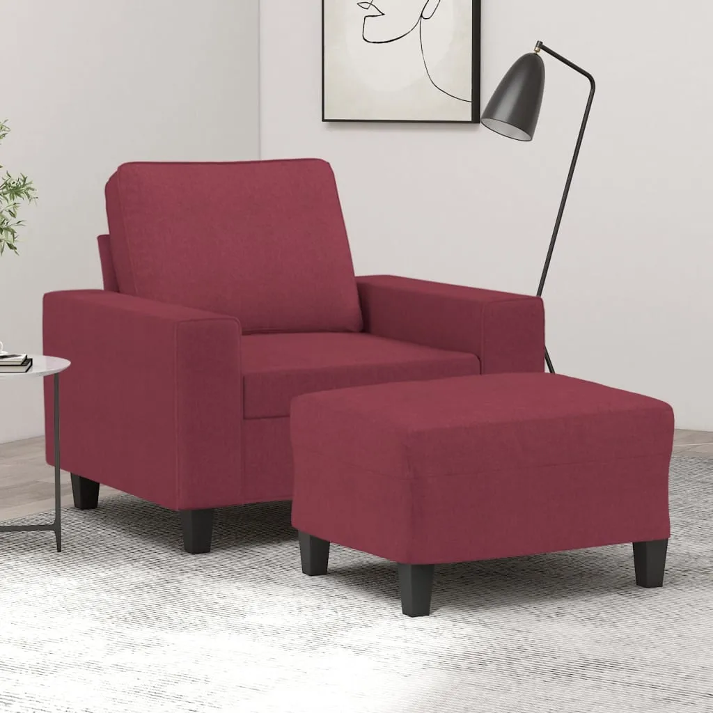 vidaXL Poltrona con Poggiapiedi Rosso Vino 60 cm in Tessuto