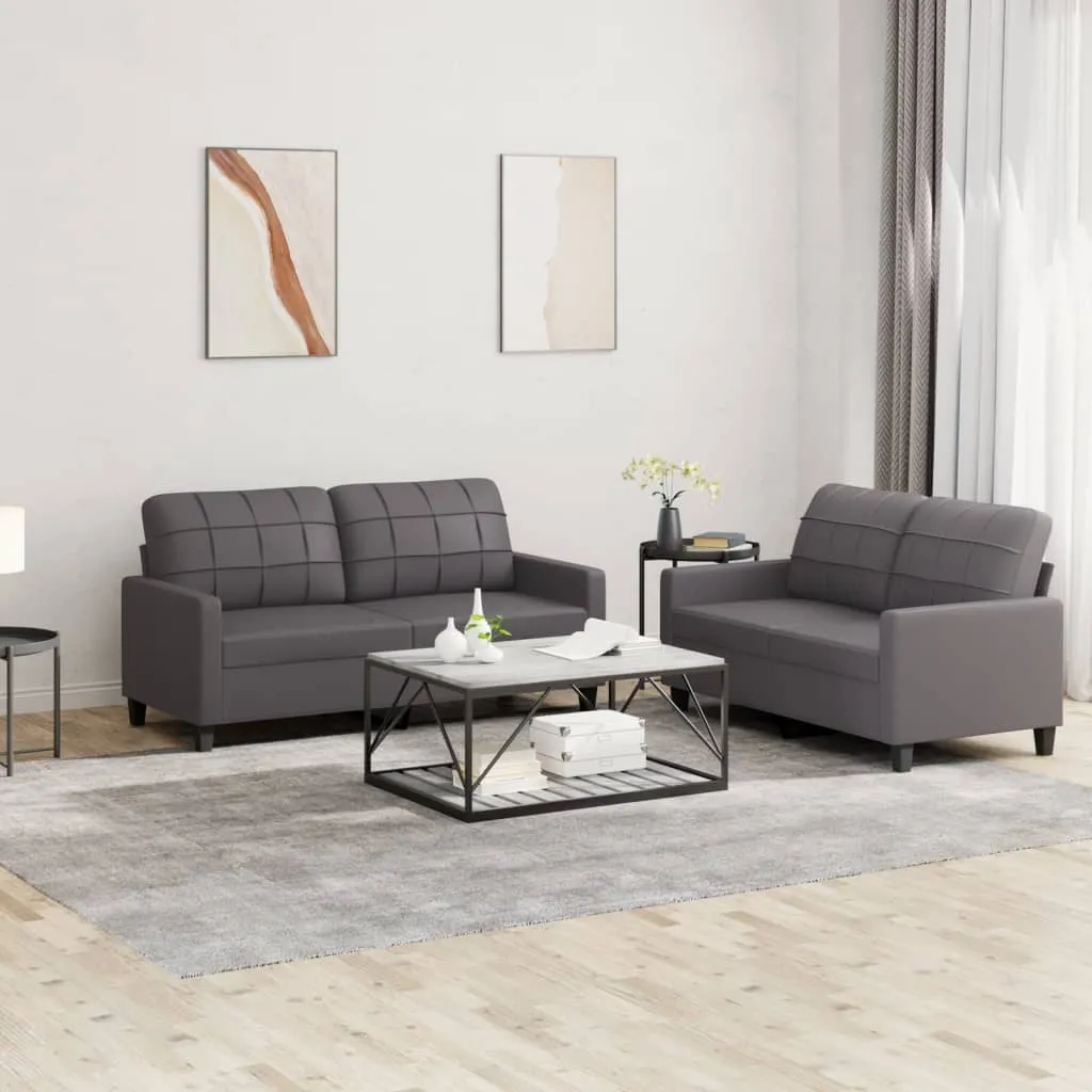 vidaXL Set di Divani 2 pz con Cuscini Grigio in Similpelle