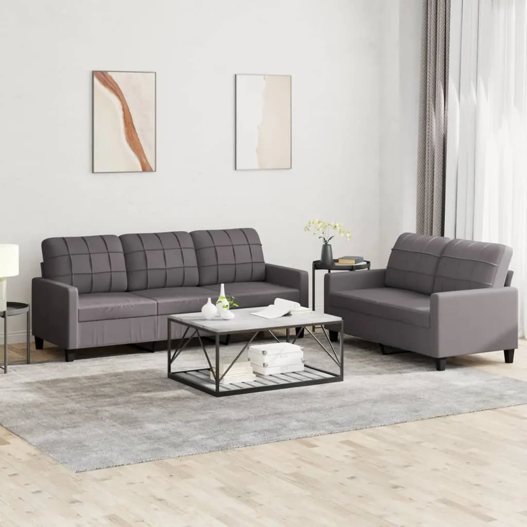 vidaXL Set di Divani 2 pz con Cuscini Grigio in Similpelle