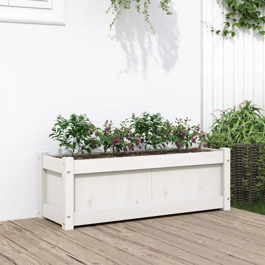 vidaXL Fioriera da Giardino Bianca 90x31x31 cm Legno Massello di Pino