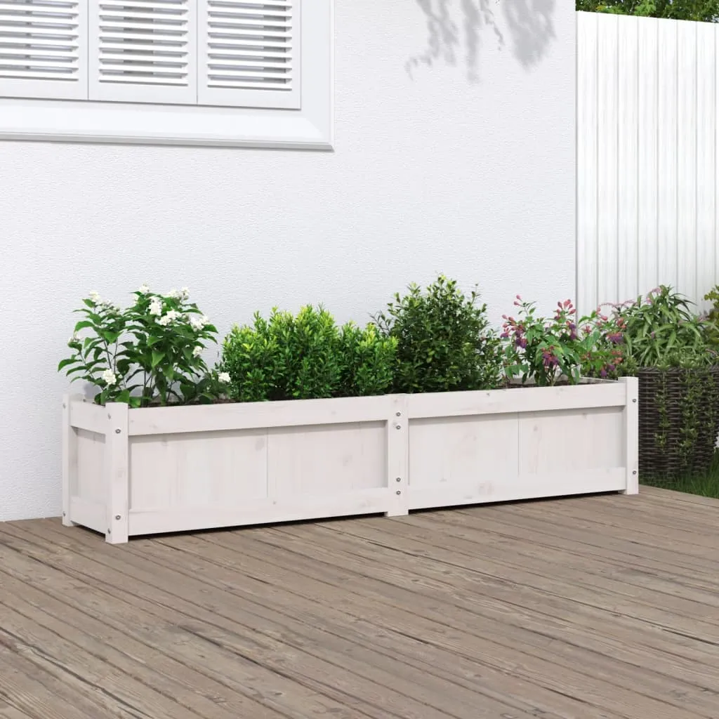 vidaXL Fioriera da Giardino Bianca 150x31x31 cm Legno Massello di Pino