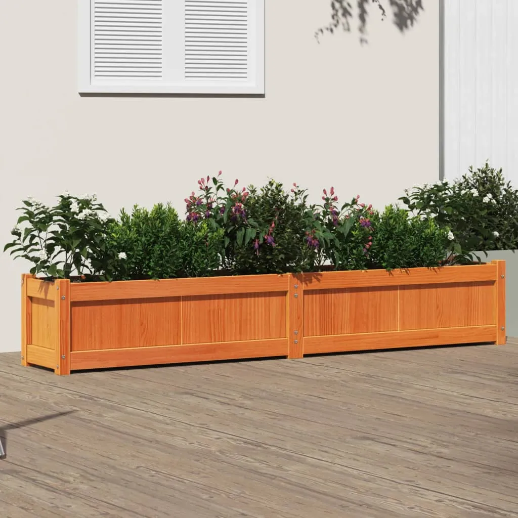 vidaXL Fioriera Giardino Marrone Cera 180x31x31 cm Legno Massello Pino