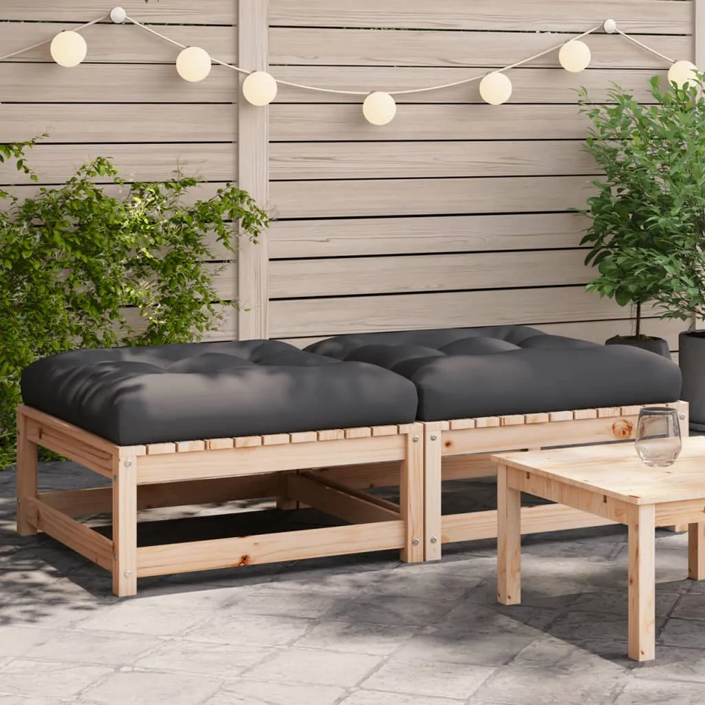 vidaXL Poggiapiedi da Giardino con Cuscini 2 pz Legno Massello di Pino