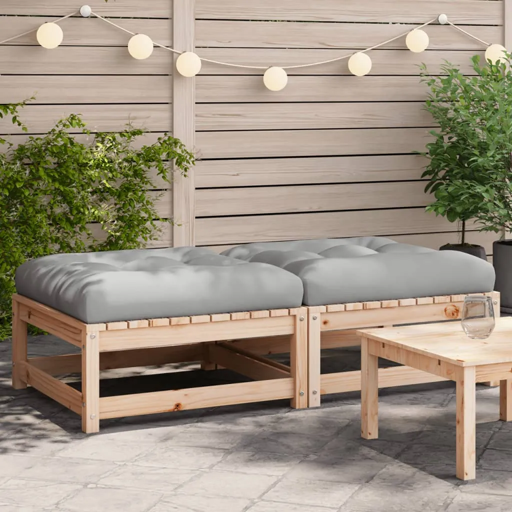 vidaXL Poggiapiedi da Giardino con Cuscini 2 pz Legno Massello di Pino