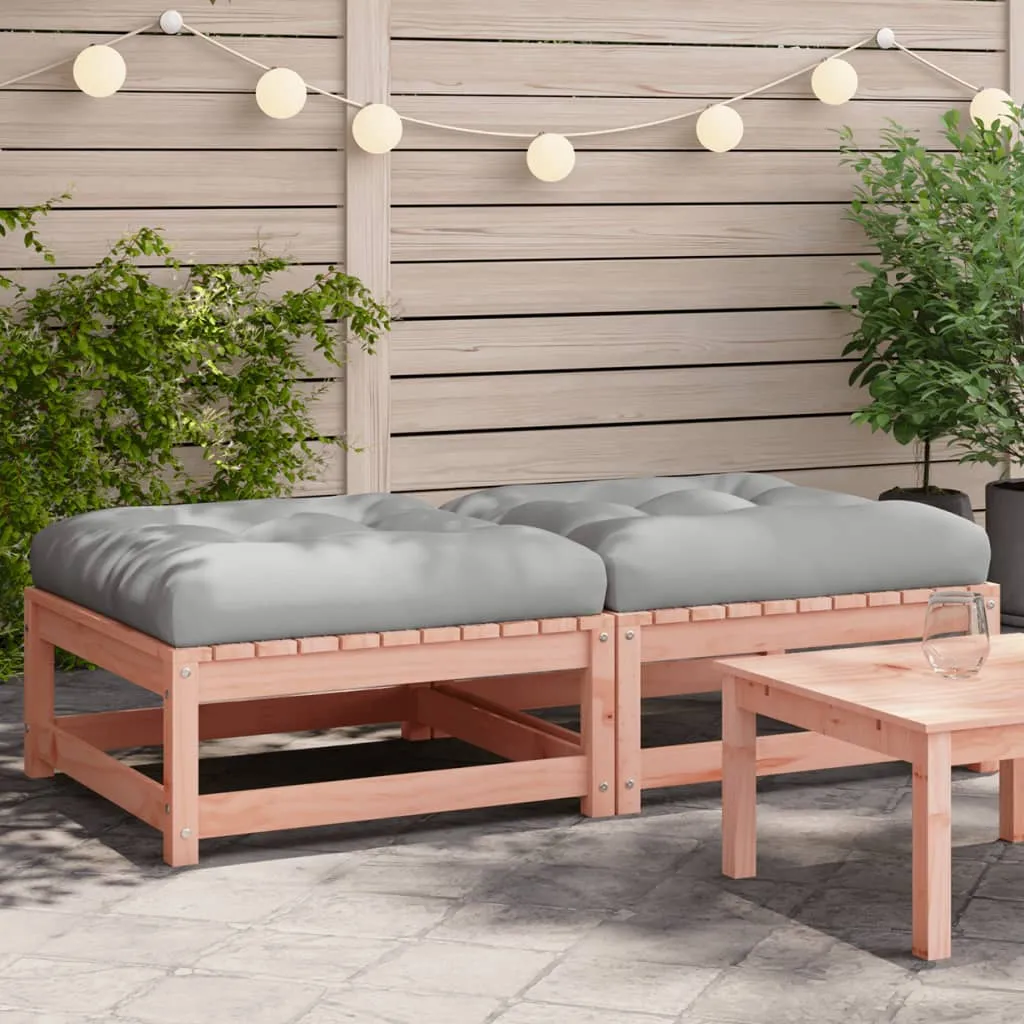 vidaXL Poggiapiedi Giardino con Cuscini 2 pz Legno Massello di Douglas