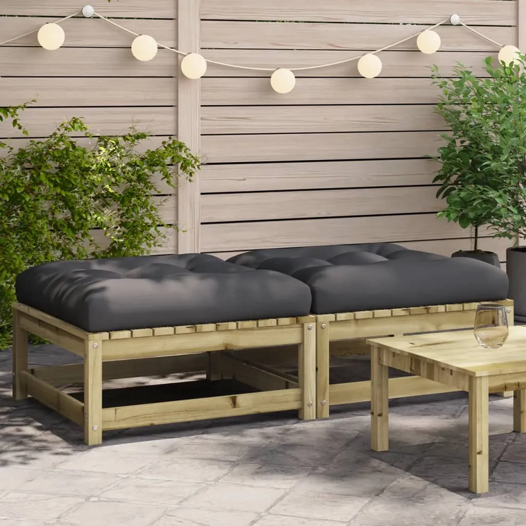 vidaXL Poggiapiedi Giardino con Cuscini 2pz Legno Impregnato di Pino