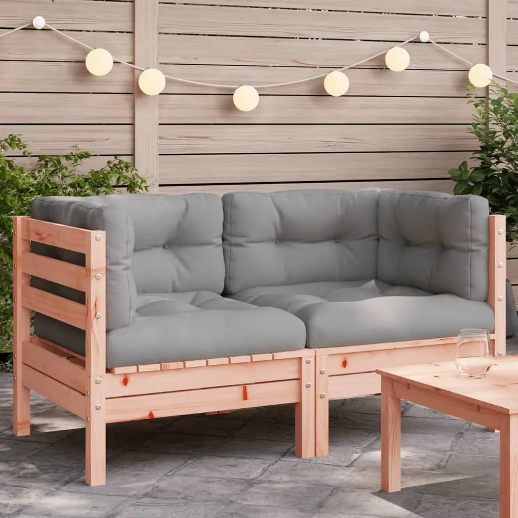 vidaXL Divani Angolari da Giardino Cuscini 2pz Legno Massello Douglas