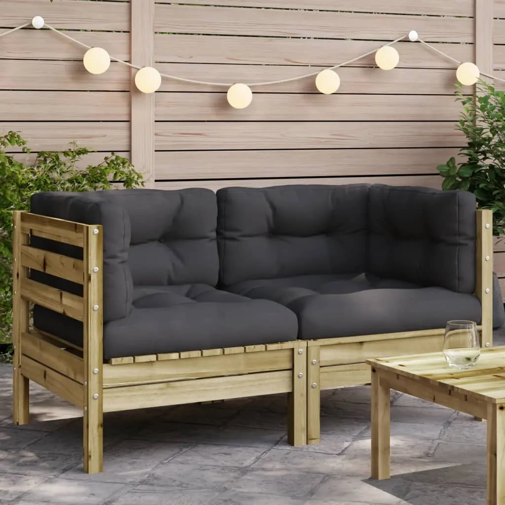 vidaXL Divani Angolari da Giardino Cuscini 2pz Legno Impregnato Pino