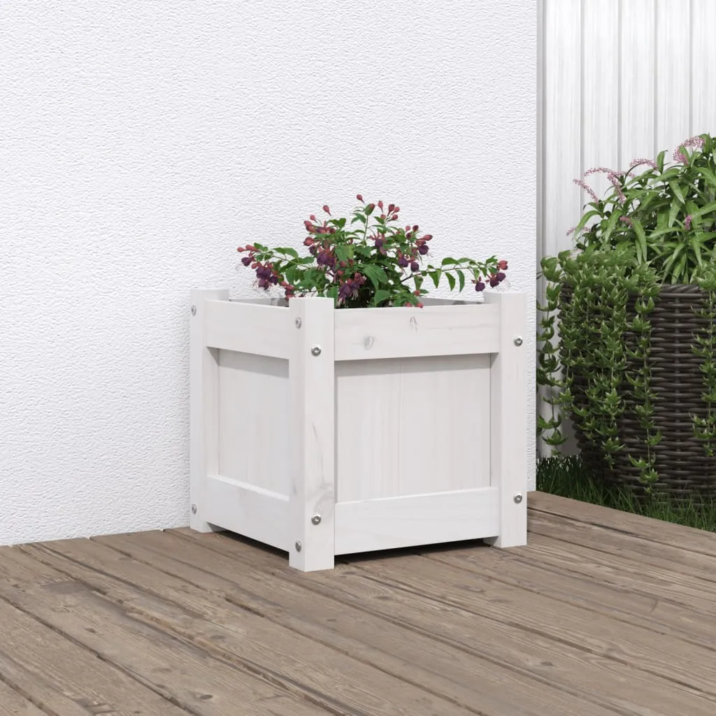 vidaXL Fioriera da Giardino Bianca 31x31x31 cm Legno Massello di Pino