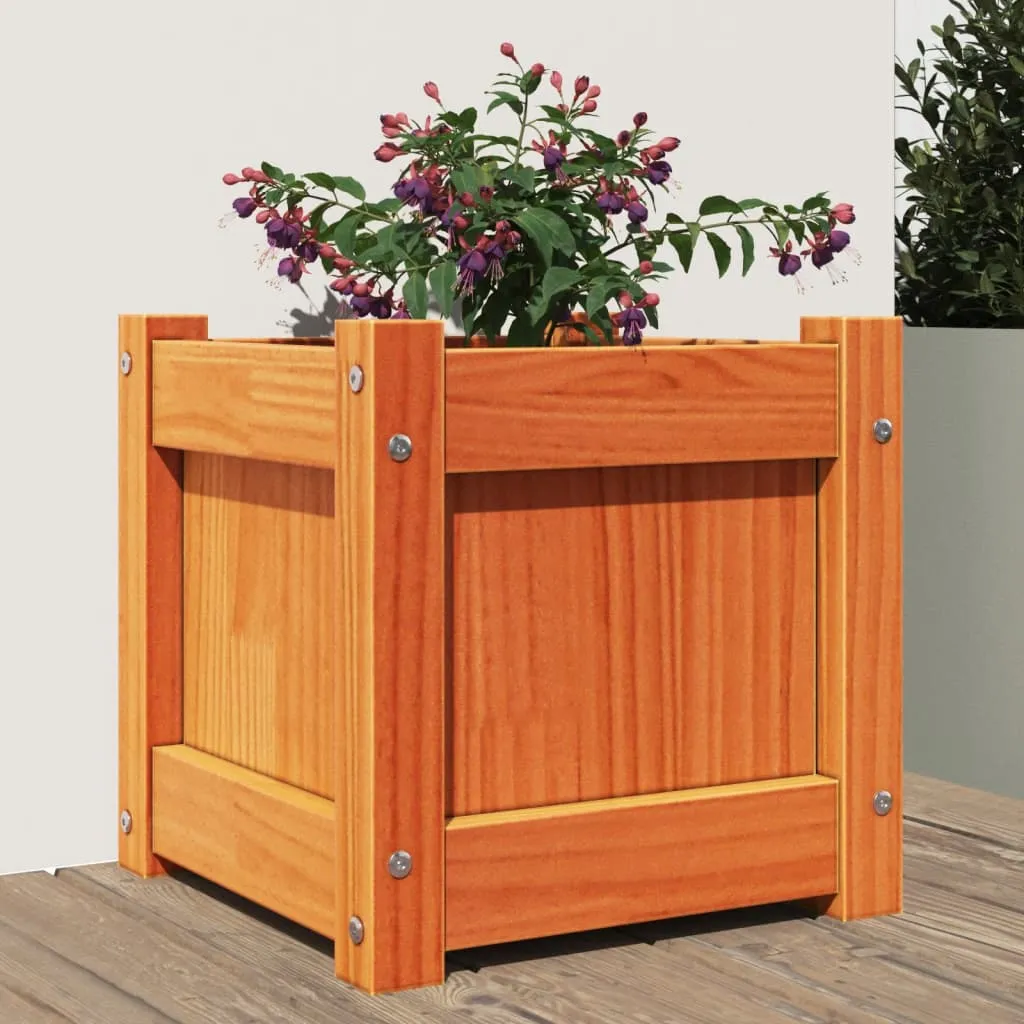 vidaXL Fioriera Giardino Marrone Cera 31x31x31 cm Legno Massello Pino