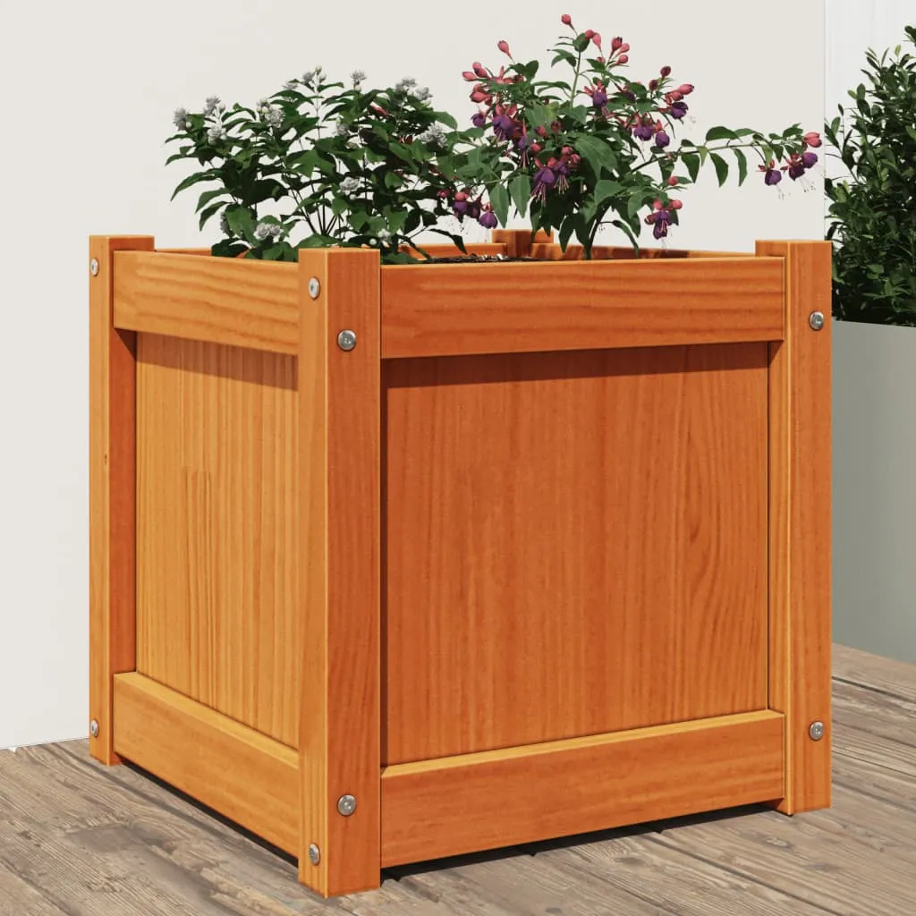 vidaXL Fioriera Giardino Marrone Cera 40x40x40 cm Legno Massello Pino