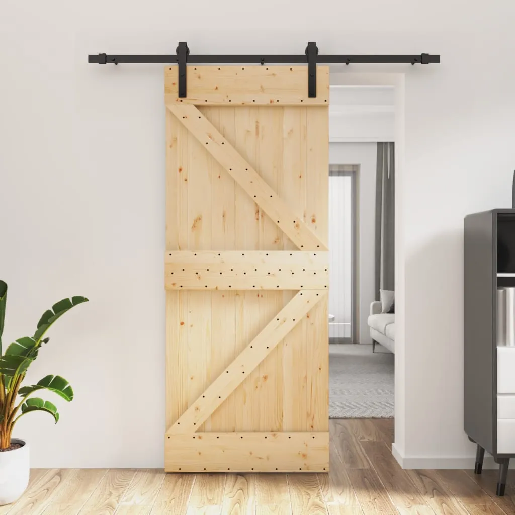 vidaXL Porta Scorrevole con Set Hardware 85x210 cm Legno Massello Pino