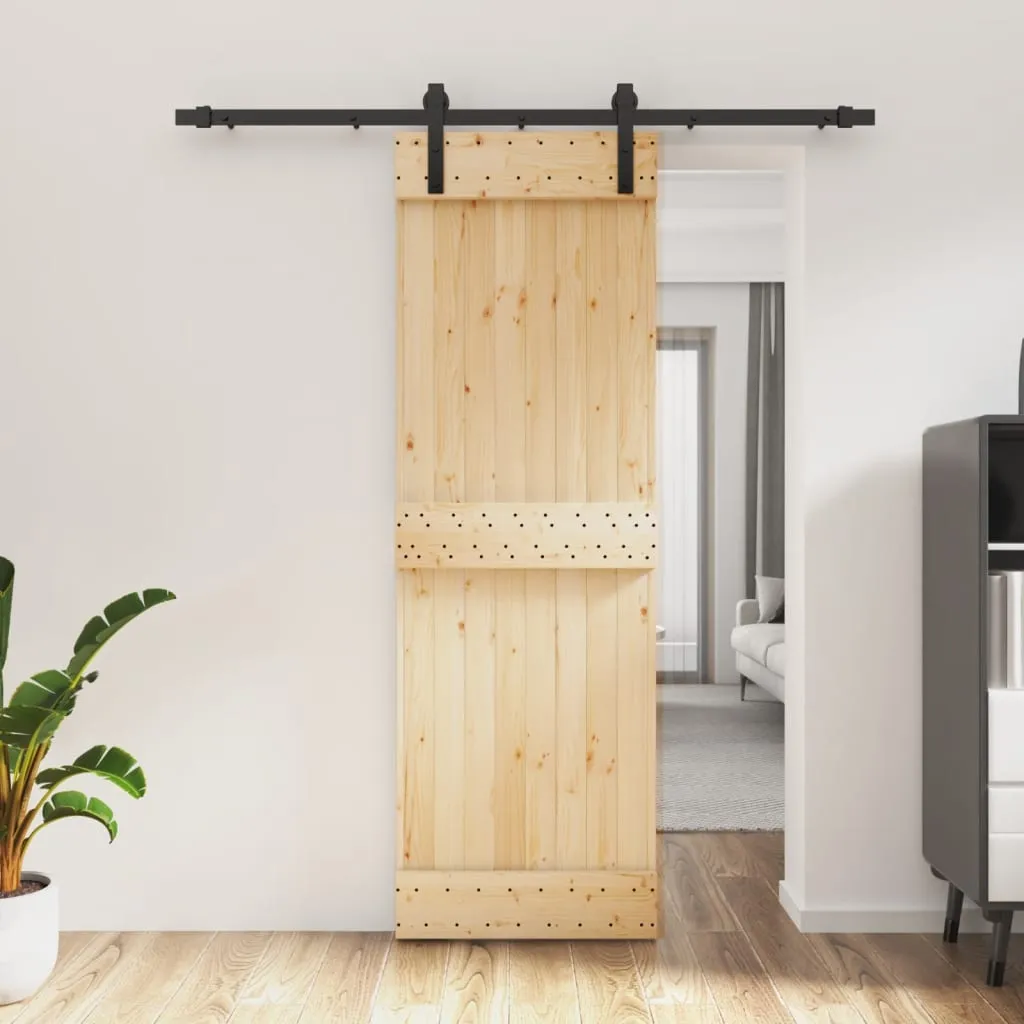 vidaXL Porta Scorrevole con Set Hardware 70x210 cm Legno Massello Pino