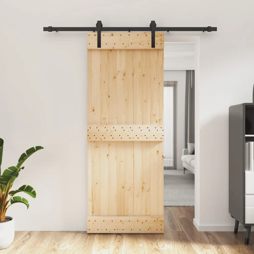 vidaXL Porta Scorrevole con Set Hardware 80x210 cm Legno Massello Pino